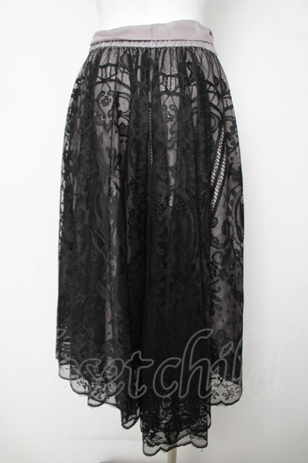 画像2: axes femme / レースサーキュラーミディスカート M 黒 Y-26-03-18-180-AX-SK-SZ-ZY (2)