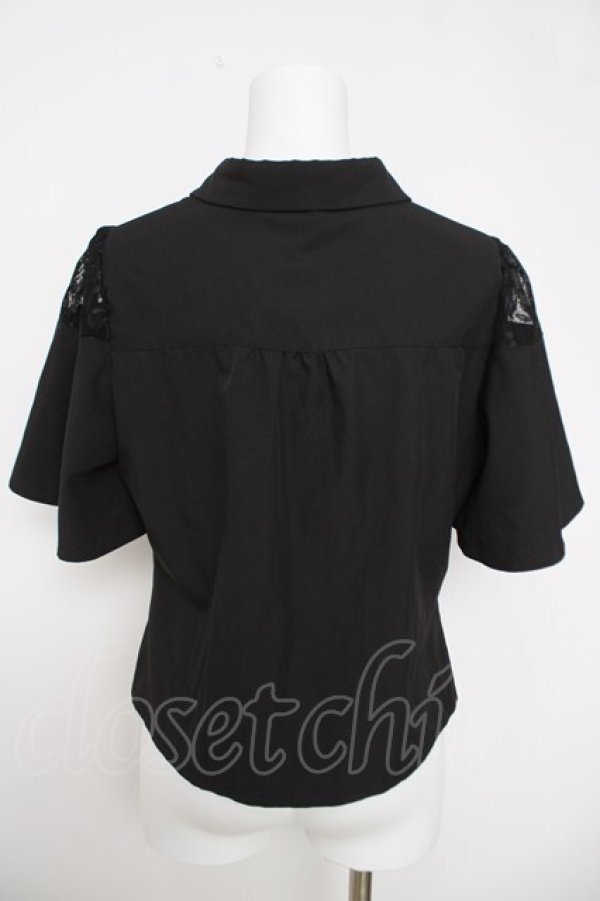 画像2: axes femme / ギャザーカケルフレアスリーブブラウス  黒 Y-26-03-18-019-AX-BL-SZ-ZY (2)
