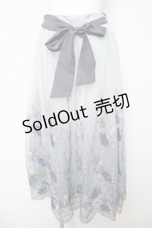 画像: axes femme / グラデチュール刺繍スカート M サックス Y-26-03-18-183-AX-SK-SZ-ZY