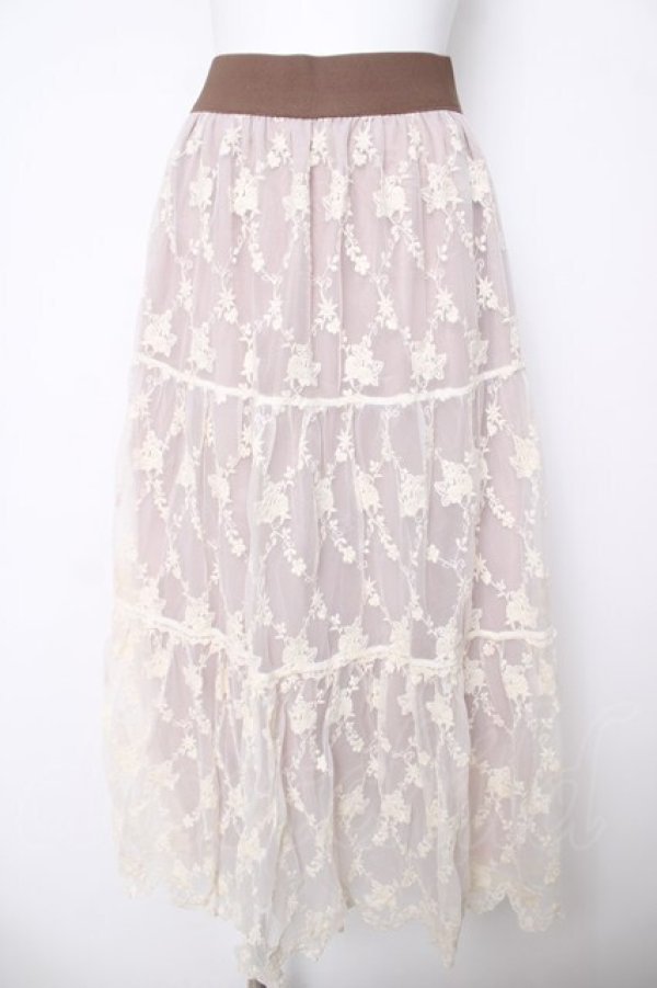 画像1: axes femme POETIQUE / レースティアードロングスカート M ベージュ Y-26-03-18-184-AX-SK-SZ-ZY (1)