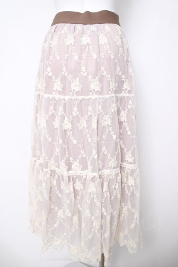 画像2: axes femme POETIQUE / レースティアードロングスカート M ベージュ Y-26-03-18-184-AX-SK-SZ-ZY (2)