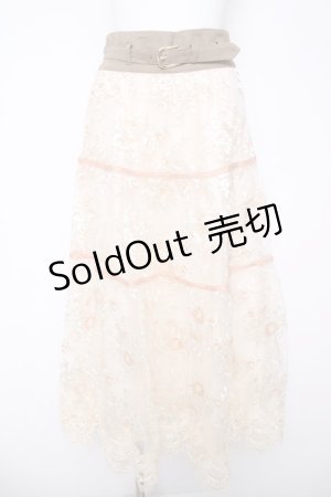 画像: axes femme NOSTALGIE / フラワー刺繍スカート M 生成り Y-26-03-18-185-AX-OP-SZ-ZY