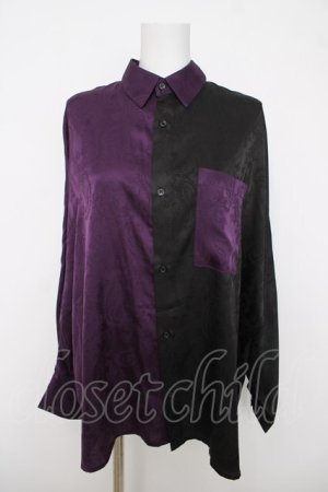 画像: AXES-X / 配色ドルマン長袖シャツ  黒×紫 Y-26-03-18-020-LO-BL-SZ-ZY