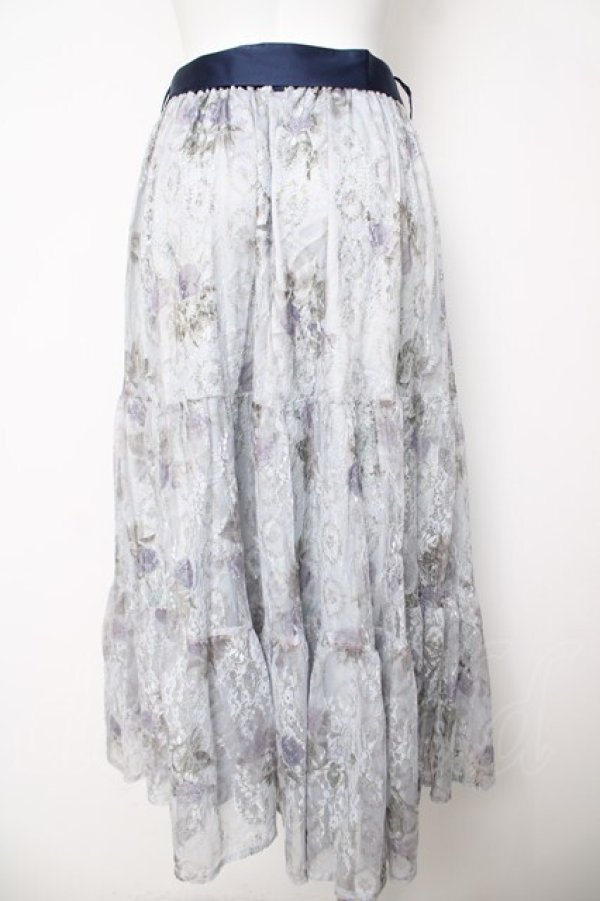 画像2: axes femme / sajouプリントレーススカート M サックス Y-26-03-18-188-AX-SK-SZ-ZY (2)