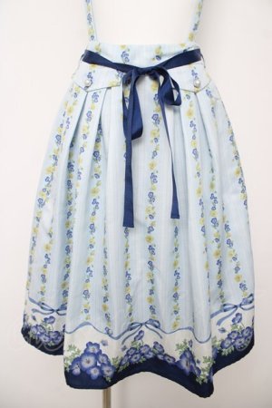 画像: axes femme / ネモフィラ＆ポピー柄スカート M サックス Y-26-03-18-190-AX-SK-SZ-ZY