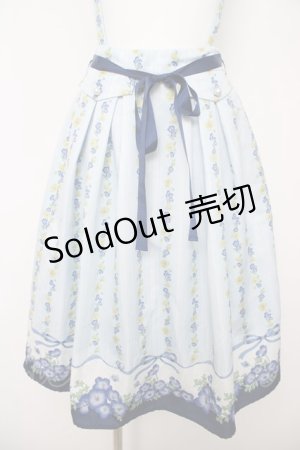 画像: axes femme / ネモフィラ＆ポピー柄スカート M サックス Y-26-03-18-190-AX-SK-SZ-ZY