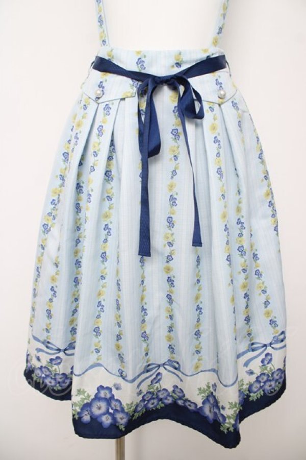 画像1: axes femme / ネモフィラ＆ポピー柄スカート M サックス Y-26-03-18-190-AX-SK-SZ-ZY (1)