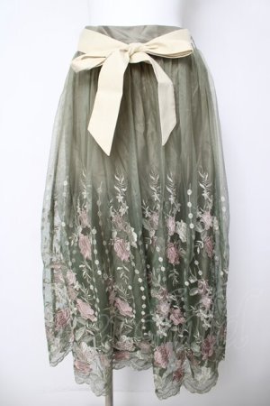 画像: axes femme / グラデチュール刺繍スカート M グリーン Y-26-03-18-191-AX-SK-SZ-ZY