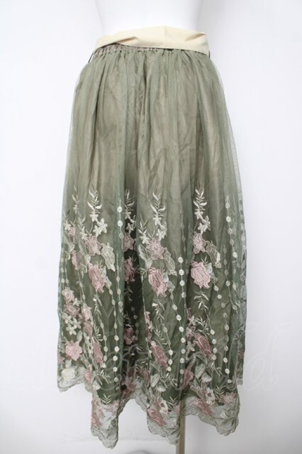 画像2: axes femme / グラデチュール刺繍スカート M グリーン Y-26-03-18-191-AX-SK-SZ-ZY (2)