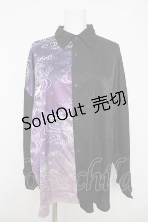 画像: AXES-X / 光源氏2wayスリーブシャツ  黒×紫 Y-26-03-18-021-LO-BL-SZ-ZY