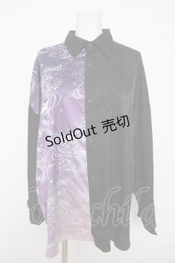 画像1: AXES-X / 光源氏2wayスリーブシャツ  黒×紫 Y-26-03-18-021-LO-BL-SZ-ZY (1)