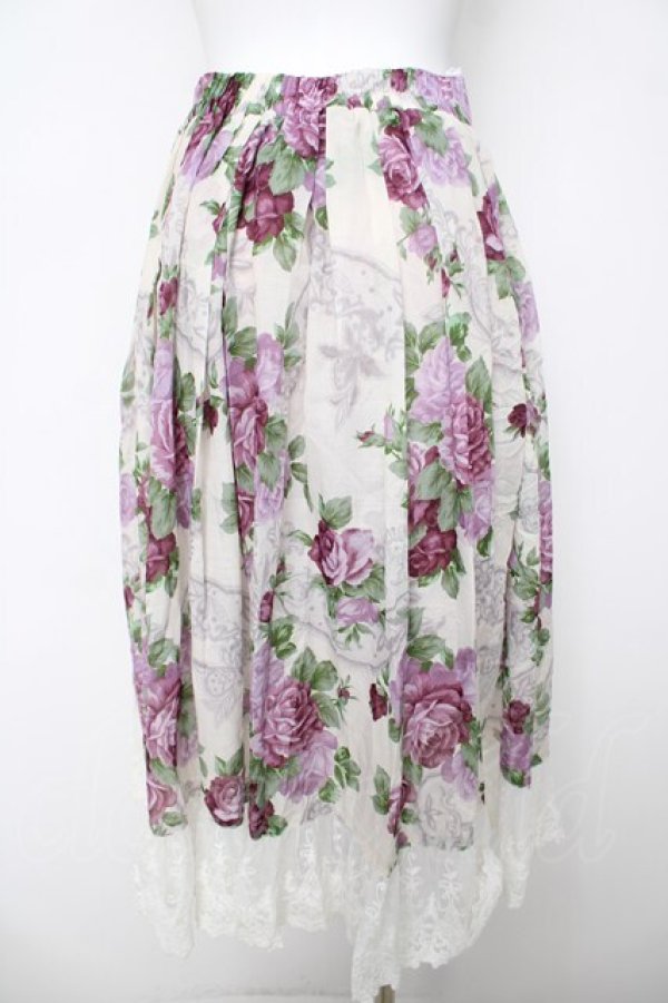 画像2: axes femme / ラフィネローズ柄タックスカート F 生成り Y-26-03-18-195-AX-SK-SZ-ZY (2)