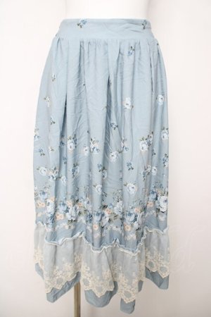 画像: axes femme / パネル花柄フレアスカート M サックス Y-26-03-18-196-AX-SK-SZ-ZY