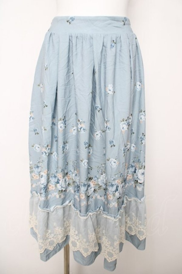 画像1: axes femme / パネル花柄フレアスカート M サックス Y-26-03-18-196-AX-SK-SZ-ZY (1)