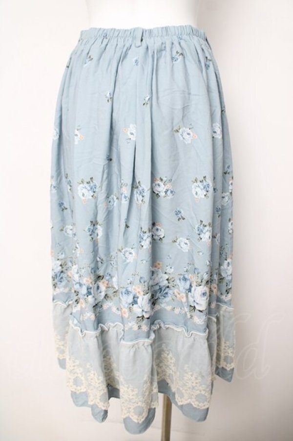 画像2: axes femme / パネル花柄フレアスカート M サックス Y-26-03-18-196-AX-SK-SZ-ZY (2)