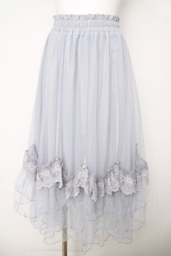 画像1: axes femme / ローズ付ドレープチュールスカート F サックス Y-26-03-18-198-AX-SK-SZ-ZY (1)