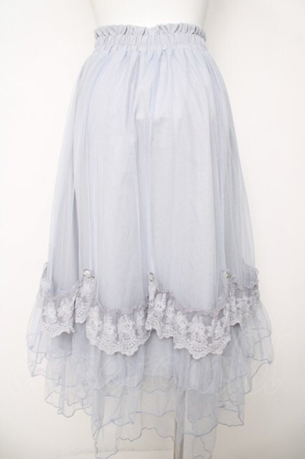 画像2: axes femme / ローズ付ドレープチュールスカート F サックス Y-26-03-18-198-AX-SK-SZ-ZY (2)