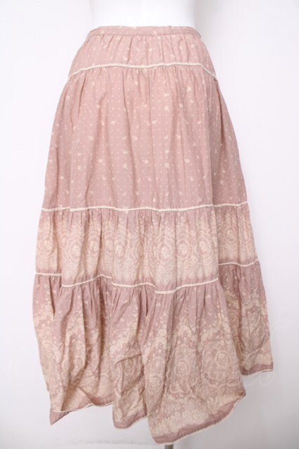 画像2: PINK HOUSE / 小花&レース柄前開きスカート F ピンク Y-26-03-18-201-LO-SK-SZ-ZY (2)