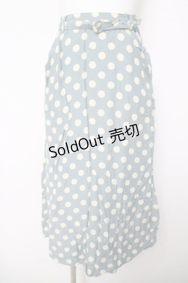 画像1: INGEBORG / ドット柄ベルト付きスカート  サックス Y-26-03-18-203-LO-SK-SZ-ZY (1)