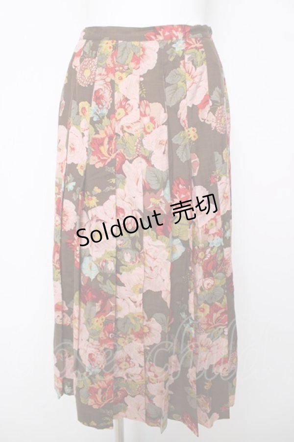 画像1: INGEBORG / 花柄プリーツスカート  ブラウン Y-26-03-18-207-LO-SK-SZ-ZY (1)