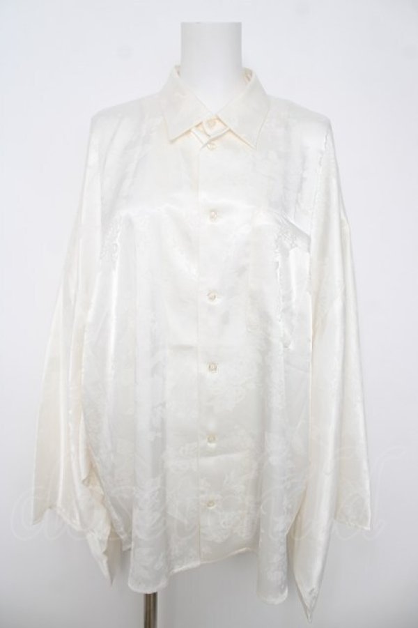 画像1: rezen / 鶴×扇子ジャガード和袖シャツ  生成り Y-26-03-18-023-LO-BL-SZ-ZY (1)