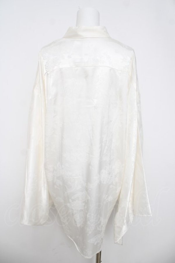 画像2: rezen / 鶴×扇子ジャガード和袖シャツ  生成り Y-26-03-18-023-LO-BL-SZ-ZY (2)