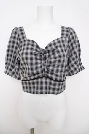 画像: axes femme POETIQUE / チェックビスチェデザインブラウス M 黒 Y-26-03-18-027-AX-BL-SZ-ZY