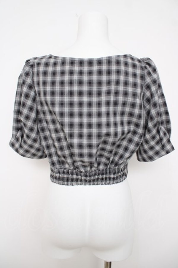 画像2: axes femme POETIQUE / チェックビスチェデザインブラウス M 黒 Y-26-03-18-027-AX-BL-SZ-ZY (2)