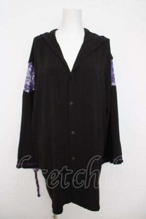 画像: AXES-X / 光源氏フード付羽織  黒 Y-26-03-18-030-LO-TO-SZ-ZY