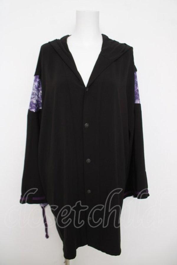 画像1: AXES-X / 光源氏フード付羽織  黒 Y-26-03-18-030-LO-TO-SZ-ZY (1)