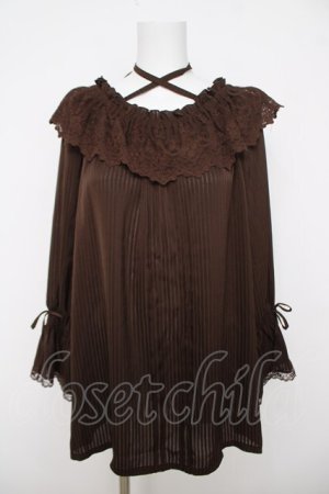 画像: axes femme / フリルブラウス F 茶 Y-26-03-18-032-AX-BL-SZ-ZY