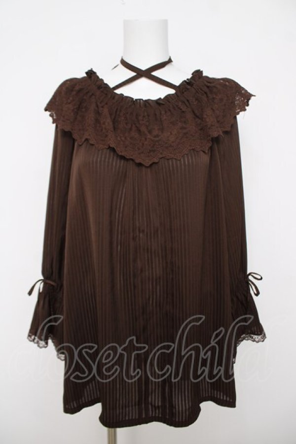 画像1: axes femme / フリルブラウス F 茶 Y-26-03-18-032-AX-BL-SZ-ZY (1)
