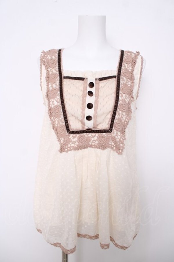 画像1: axes femme / ドビードットノースリーブトップス M 生成り Y-26-03-18-004-AX-TO-SZ-ZY (1)