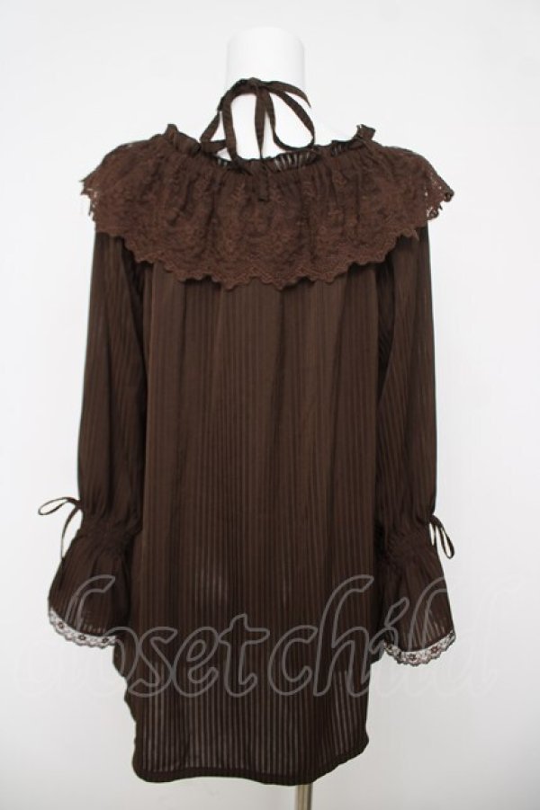 画像2: axes femme / フリルブラウス F 茶 Y-26-03-18-032-AX-BL-SZ-ZY (2)