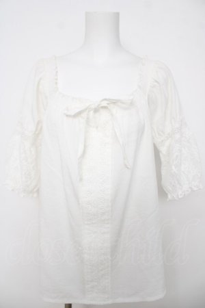 画像: axes femme / 袖レース2WAYブラウス M 白 Y-26-03-18-033-AX-BL-SZ-ZY
