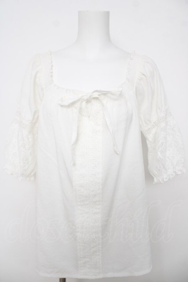 画像1: axes femme / 袖レース2WAYブラウス M 白 Y-26-03-18-033-AX-BL-SZ-ZY (1)
