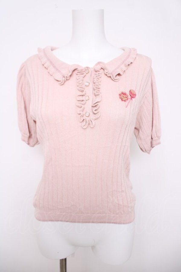 画像1: axes femme POETIQUE / チュッパチャプス ニットポロ  ピンク Y-26-03-18-036-AX-TO-SZ-ZY (1)