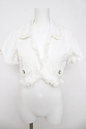 画像: axes femme / パールライン半袖ジャケット M 白 Y-26-03-18-038-AX-JA-SZ-ZY