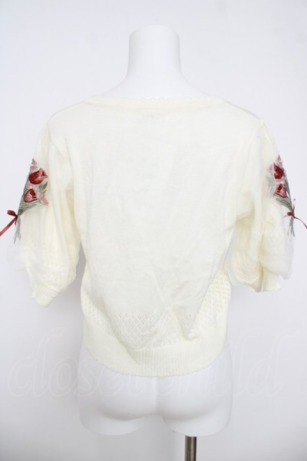 画像2: axes femme / ブーケ刺繍ショートカーデ M 生成り Y-26-03-18-040-AX-TO-SZ-ZY (2)