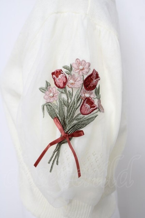 画像3: axes femme / ブーケ刺繍ショートカーデ M 生成り Y-26-03-18-040-AX-TO-SZ-ZY (3)