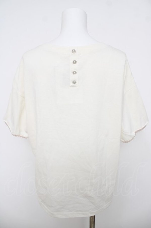 画像2: axes femme / ラメ刺繍ロゴＴシャツ  白 Y-26-03-18-042-AX-TO-SZ-ZY (2)