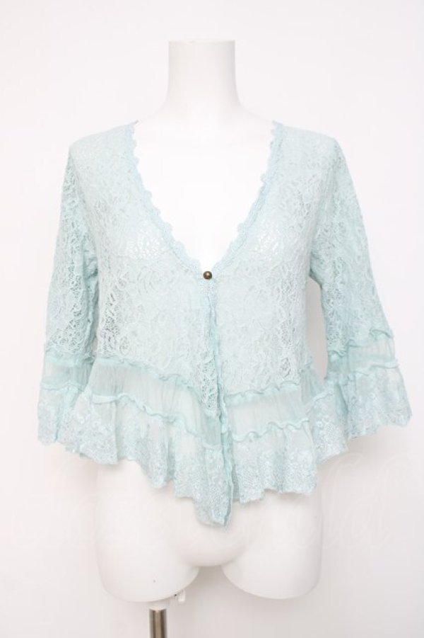 画像1: axes femme / 総レースショートガウン M サックス Y-26-03-20-026-AX-TO-SZ-ZY (1)