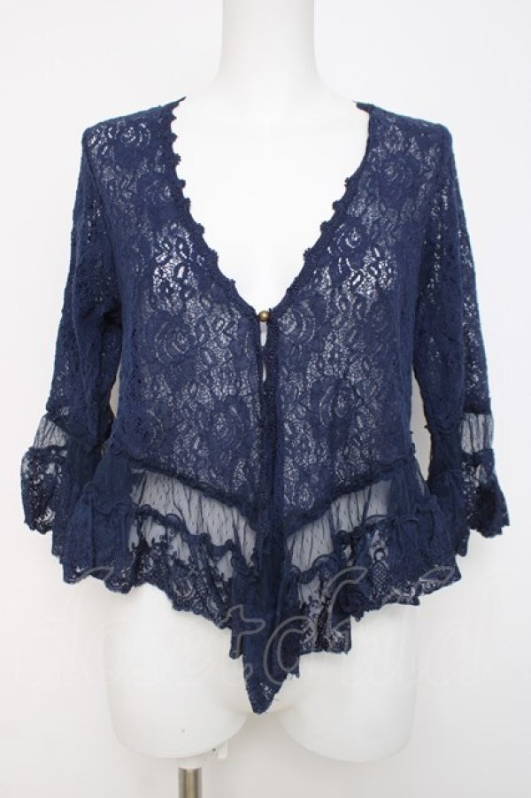 画像1: axes femme / 総レースショートガウン M 紺 Y-26-03-20-027-AX-TO-SZ-ZY (1)