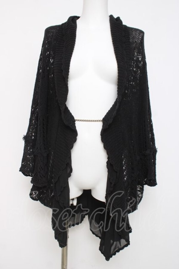 画像1: axes femme / 裾フリルポンチョカーデ M 黒 Y-26-03-20-028-AX-TO-SZ-ZY (1)