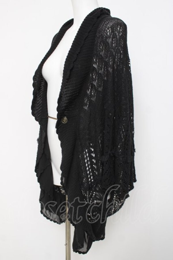 画像2: axes femme / 裾フリルポンチョカーデ M 黒 Y-26-03-20-028-AX-TO-SZ-ZY (2)