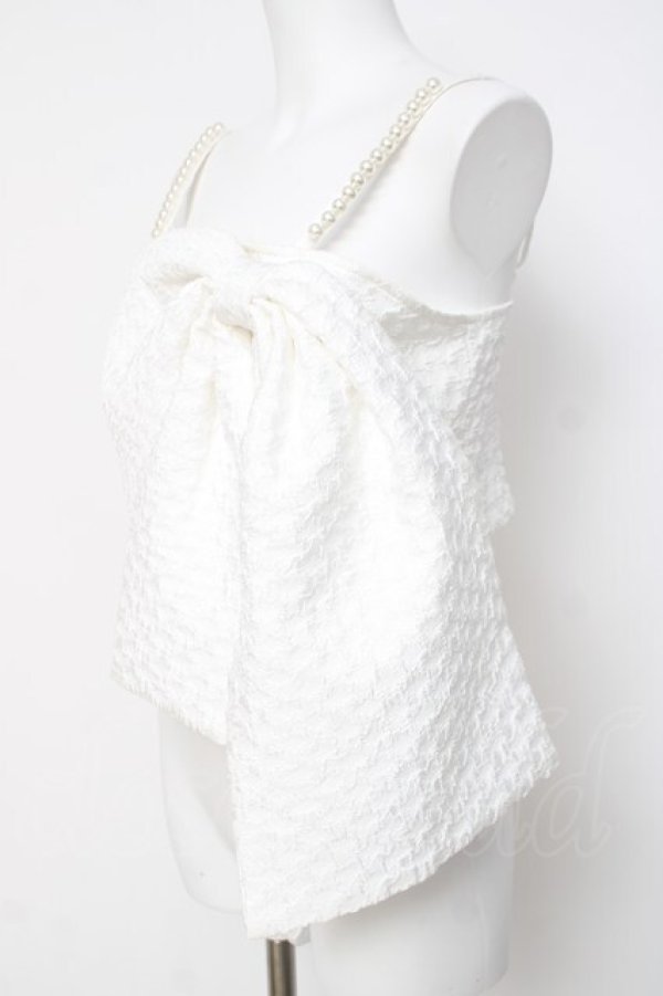 画像2: Ank Rouge / ふくれジャガードリボンビスチェ  白 Y-26-03-20-030-CA-TO-SZ-ZY (2)