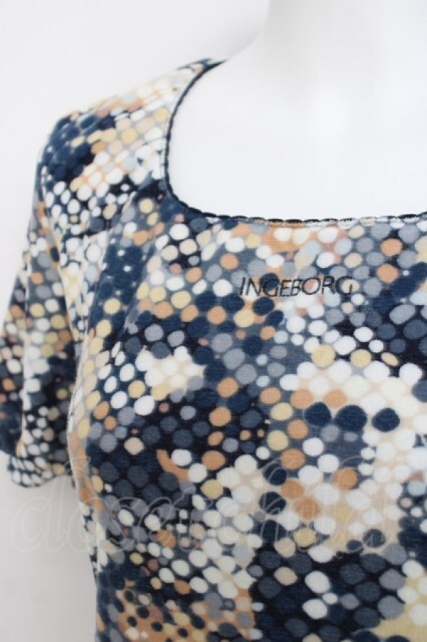 画像3: INGEBORG / マルチドット柄トップス  紺 Y-26-03-20-031-LO-TO-SZ-ZY (3)