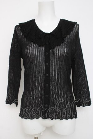 画像: KANEKO ISAO / 襟付き透かしカーディガン F 黒 Y-26-03-20-032-EL-TO-SZ-ZY