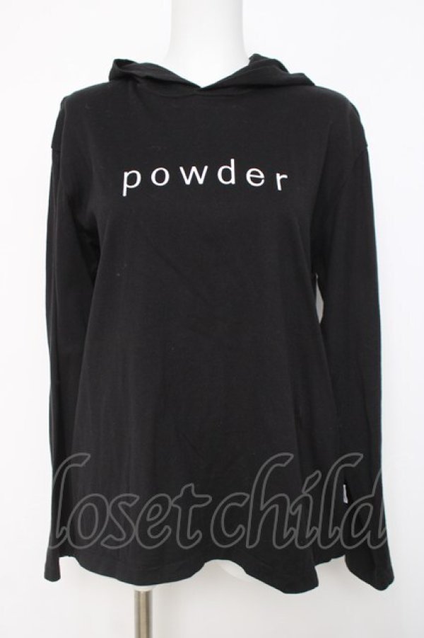画像1: powder / ロゴプリントフードトップス F 黒 Y-26-03-20-034-LO-TO-SZ-ZY (1)