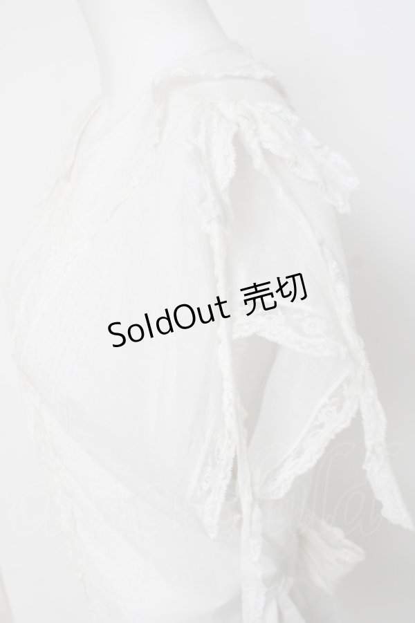 画像2: PINK HOUSE / ピンタックフロントレースノースリーブブラウス F 白 Y-26-03-20-037-LO-BL-SZ-ZY (2)